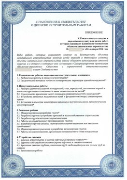 Приложение к свидетельству о допуске к строительным работам Минусинск СРО в строительстве